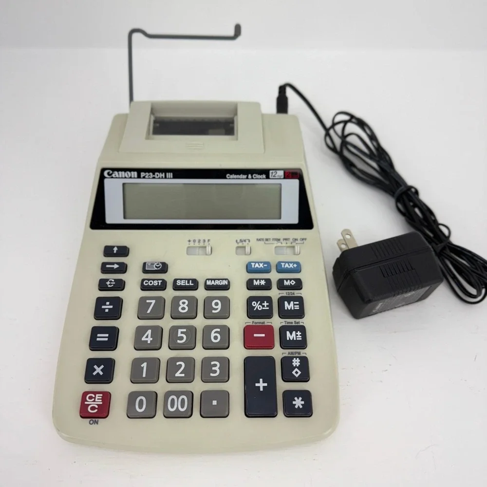 Canon P23-DH III Printing Calculator 12 Digit Beige Excellent AC Adapter